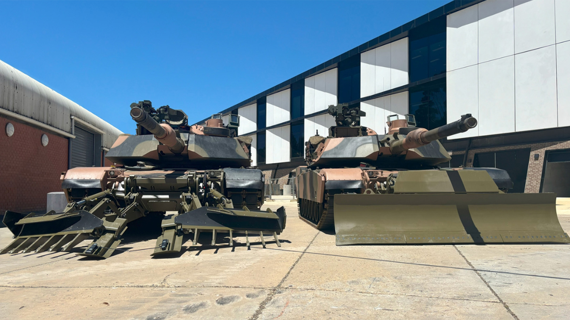 Poland has ordered Abrams M1A2 SEP V3 tanks - seen here equipped with mine ploughs and combat dozer blades